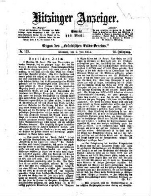 Kitzinger Anzeiger. 1874 = Jg. 7