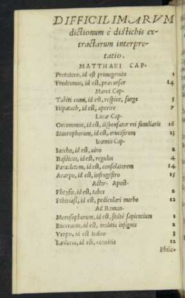 Difficilimarum dictionum e distichis extractarum interpretatio.