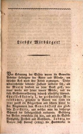 Katechismus der königlich baierischen Geseze und Verordnungen zum nothwendigen Gebrauch für Zivil- und Militär-Beamte, Geistliche, Magistrats-Personen, ... so wie für jeden Landmann, und überhaupt für das ganze baierische Volk. [7], Enthaltend die drei Gesetze über die Grundbestimmungen für das Gewerbswesen, die Heimath, Ansässigmachung und Verehelichung : nebst dem Indigenats-Edicte, dann allgemeinen Schlußbetrachtungen