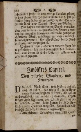 Zwölfftes Capitel. Von vilerley Glauben, und Ketzereyen.