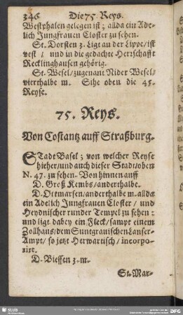 75. Reys. Von Costantz auff Straßburg