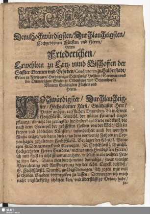 Dem Hochwürdigsten... [Widmung H. Schütz]