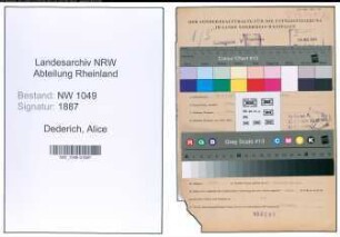 Entnazifizierung Alice Dederich , geb. 25.05.1898 (Kaufmaennischer Angestellter)