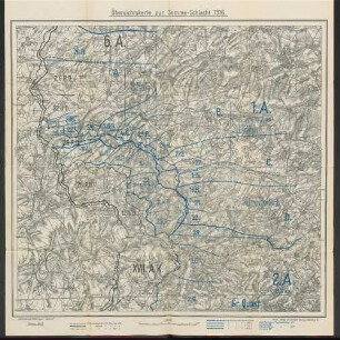 Übersichtskarte zur Somme-Schlacht 1916.