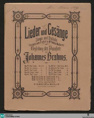 Fünf Gesänge : op. 71