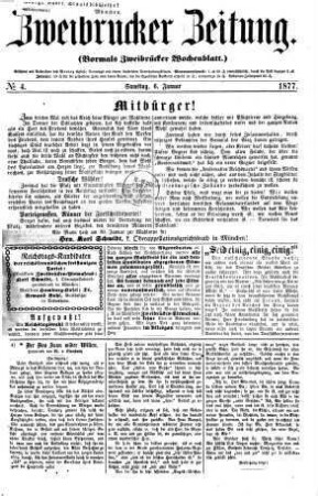 Zweibrücker Zeitung. 1877, 1 - 6