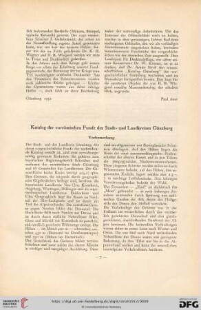 Katalog der vorrömischen Funde des Stadt- und Landkreises Günzburg