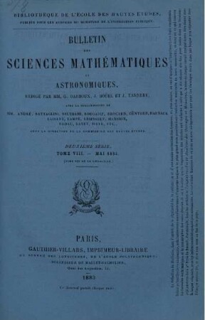 Tome VIII. - Mai 1884.