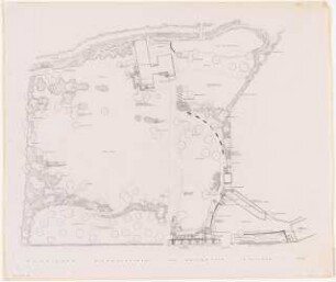 Grünflächen an der Thüringer Metallätzerei Dr. Heidenhain, Suhl: Lageplan mit Gartenplan 1:200