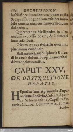 Caput XXV. De Obstructione Hepatis