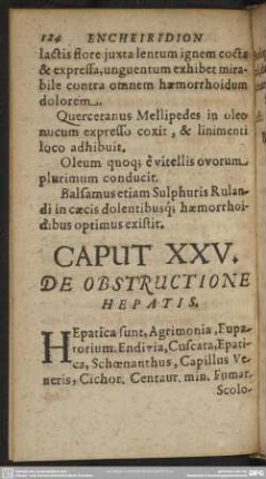 Caput XXV. De Obstructione Hepatis