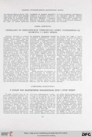 Z badań nad złotnictwem wielkopolski XVII i XVIII wieku