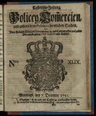 Nro. XLIX, Montags, den 7. Decembr. 1750