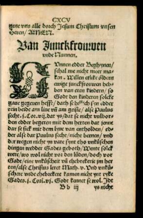 Van Junckfrouwen unde Nunnen.