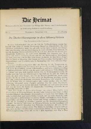Die Überbevölkerungssorge im alten Schleswig-Holstein