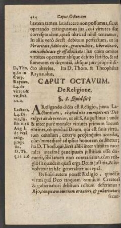 Caput Octavum. De Religione