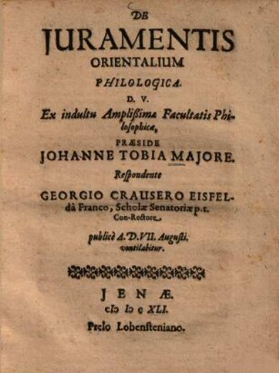 De Juramentis Orientalium Philologica