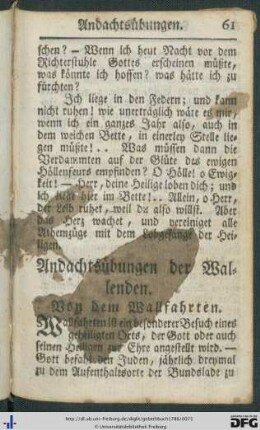 Andachtsübungen der Wallenden.