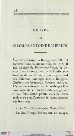Oeuvre de Charles Antoine Rambaldi