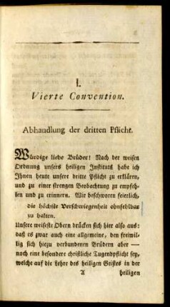 I. Vierte Convention. Abhandlung der dritten Pflicht