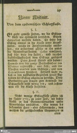 Vierter Abschnitt. Von dem epidemischen Schlagfluße