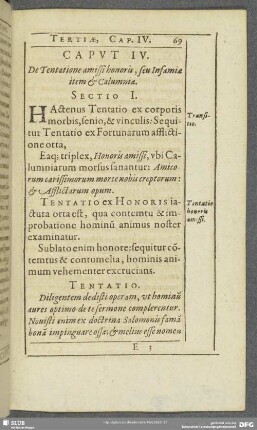 Caput IV. De Tentatione amissi honoris, seu Infamiae item & Calumniae