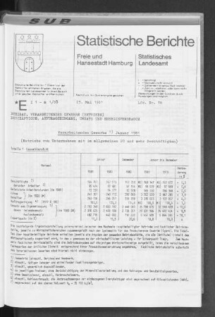 Verarbeitendes Gewerbe Januar 1981 : Lfd. Nr. 18