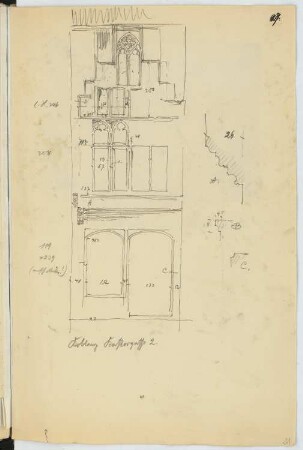 Wohnhaus Kastorgasse, Koblenz: Ansicht, Details (aus: Skizzen- und Fotoalbum 19)