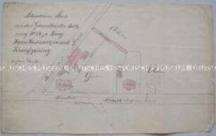 Familien-Konvolut der Familie Schärff - Lageplan der Besitzungen von Robert Schärff in Brieg, Piastenstraße; Brieg, undatiert (um 1880)