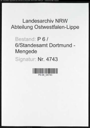 Sterberegister Standesamt Dortmund-Mengede (XIII)