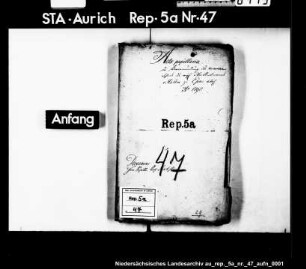 Vormundschaft über den Sohn des Oberamtmanns v. Halem zu Esens