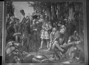 Gemäldezyklus zur Geschichte der Wittelsbacher: Sieg Kaiser Ludwigs des Bayern über Friedrich des Schönen von Österreich bei Ampfing im Jahre 1322