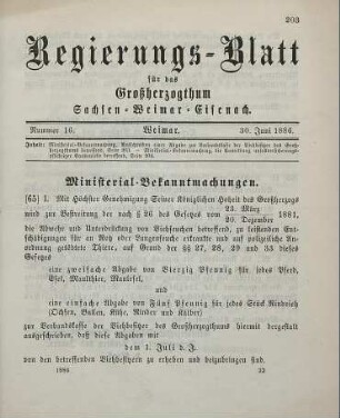 65. Ministerial-Bekanntmachung, Ausschreiben einer Abgabe zur Verbandskasse der Viehbesitzer des Großherzogthums betreffend