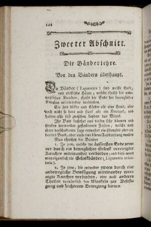 Zweeter Abschnitt. Die Bänderlehre.