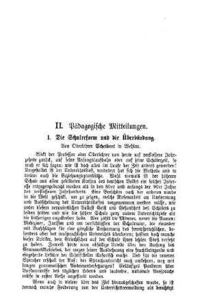 Die Schulreform und die Überbürdung : Pädagogische Mitteilungen