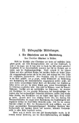 Die Schulreform und die Überbürdung : Pädagogische Mitteilungen