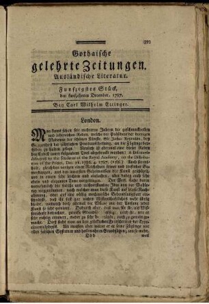 Funfzigstes Stück, den funfzehnten December, 1787.