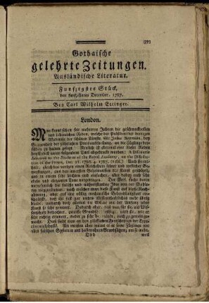 Funfzigstes Stück, den funfzehnten December, 1787.
