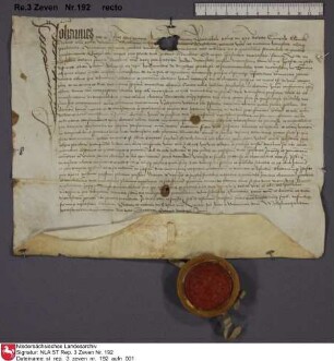 1499, Juni 8 a) Erzbischof Johann von Bremen bestätigt die Wahl des Conrad Clencke [= von Klencke] zum Propst von Zeven Verweis: Von Hodenberg, Zevener UB Nr. 156 Anm.