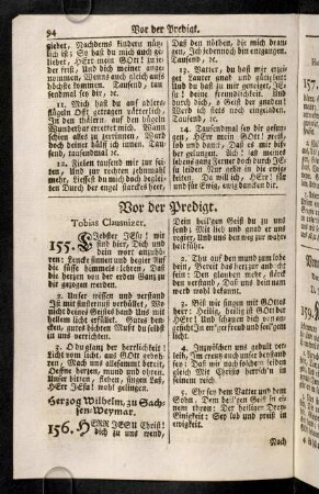 94-95, Vor der Predigt (155 - 156); Nach der Predigt (157 -158)