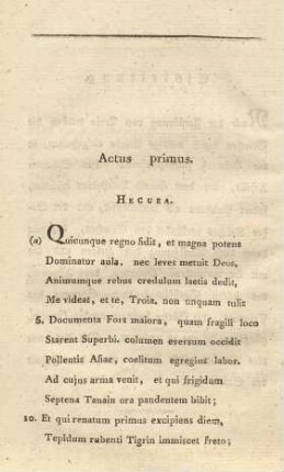 Actus primus. Hecuba = Erster Akt. Hekuba