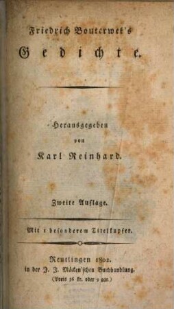 Friedrich Bouterwek's Gedichte