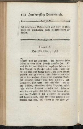 LXXXIX. Den 8ten März, 1768