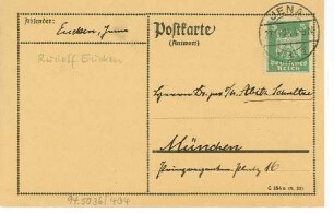 Korrespondenz von Rudolf Eucken an Thaddäus Abitz-Schultze