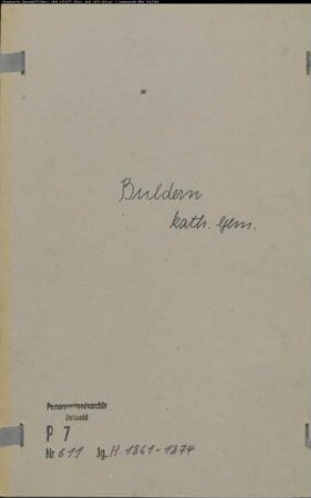 Kirchenbuchduplikat der katholischen Gemeinde Buldern (H 1861-1874). (Gemeinde: Buldern, katholische Gemeinde)