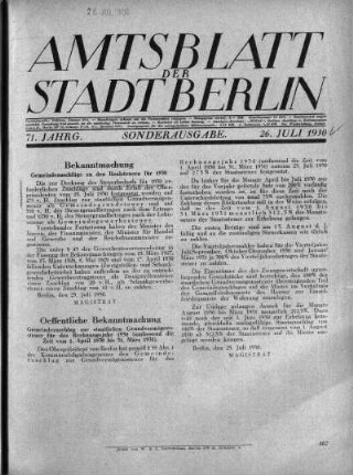 Sonderausgabe, 26. Juli 1930