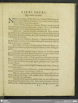 Libri Sacri, Qui non extant