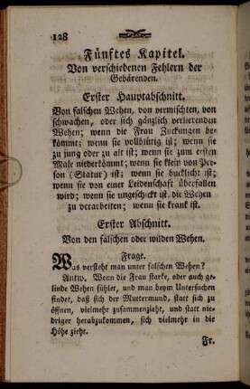 Fünftes Kapitel. Von verschiedenen Fehlern der Gebärenden.