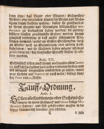 Tauff-Ordnung.
