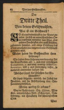 Der Dritte Theil. Von denen Geschwulsten.